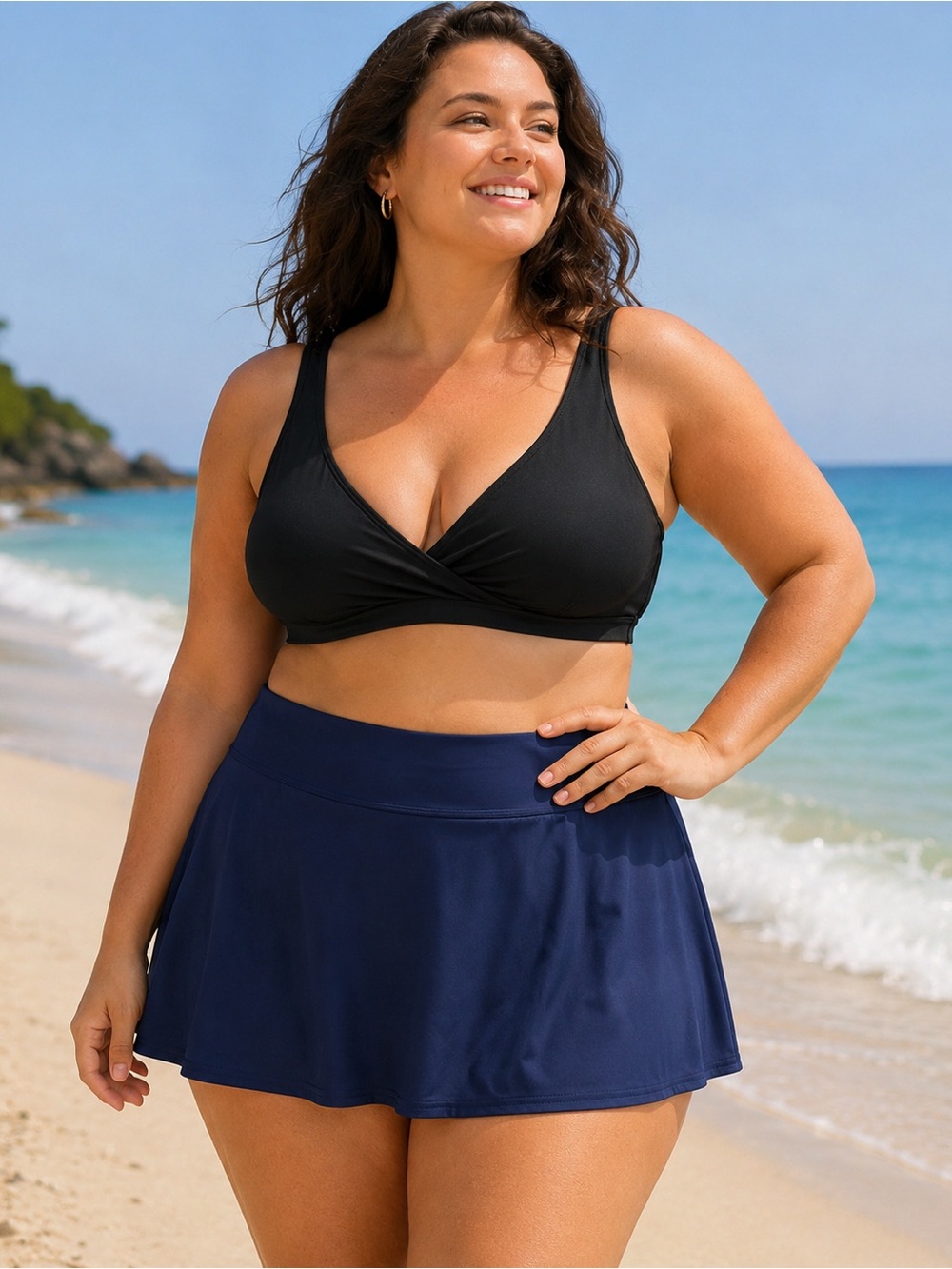 Lands’ End Navy Swim Skirt Size 16W Tummy Control Modest Plus Size Swim Bottom